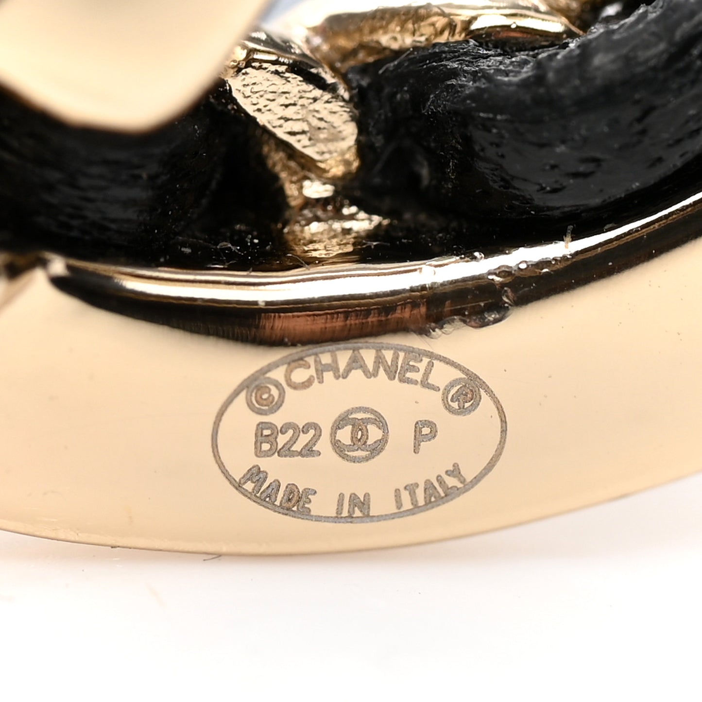 Lambskin Chain CC Chain Brooch Black Gold