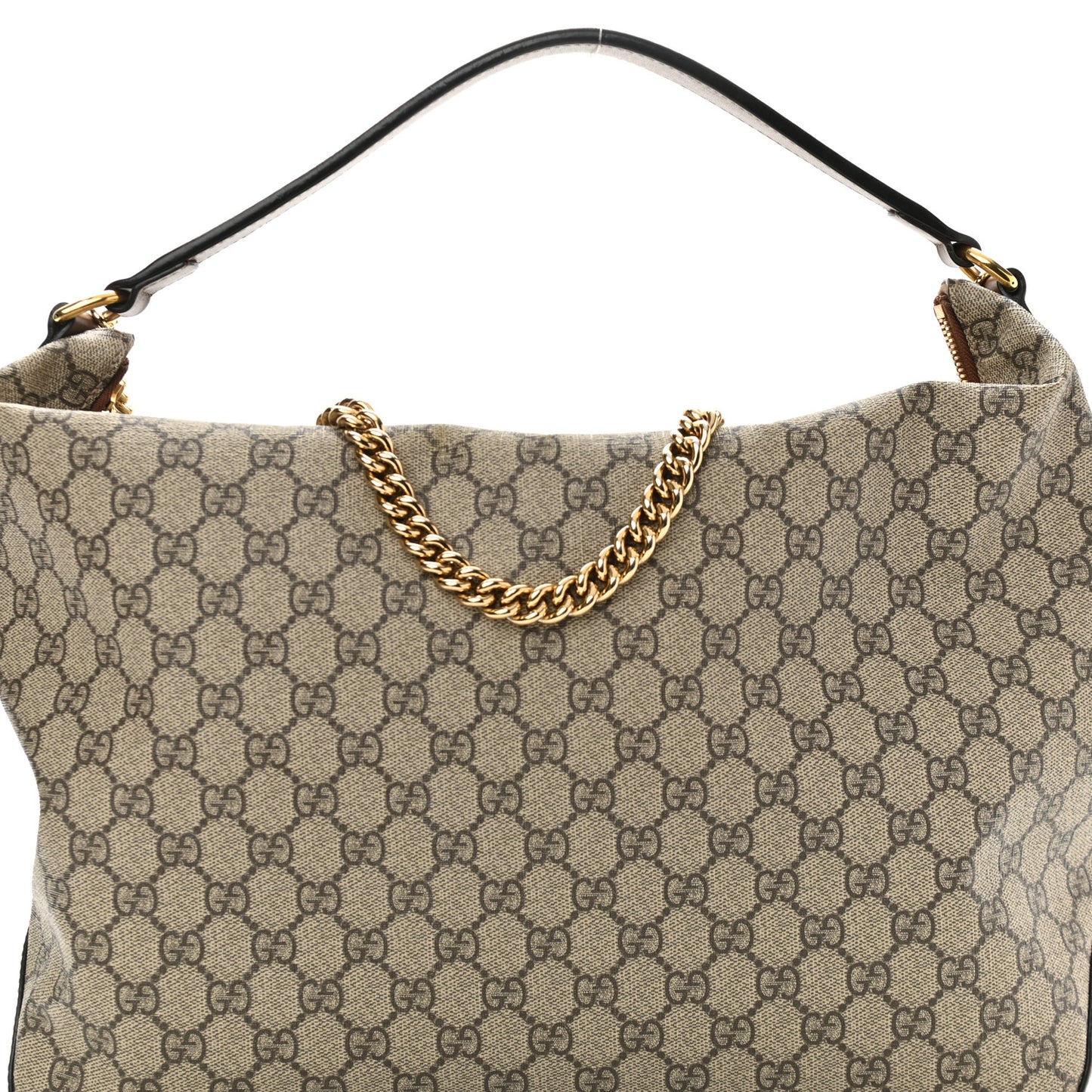 GG Supreme Monogram Large Linea A Hobo Light Brown