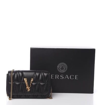 Versace Nappa Quilted Virtus Evening Bag Black 10 of 10