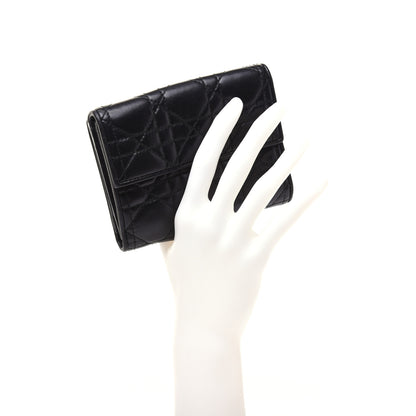 Christian Dior Lambskin Cannage Lady Dior Compact Wallet Black 2 of 12