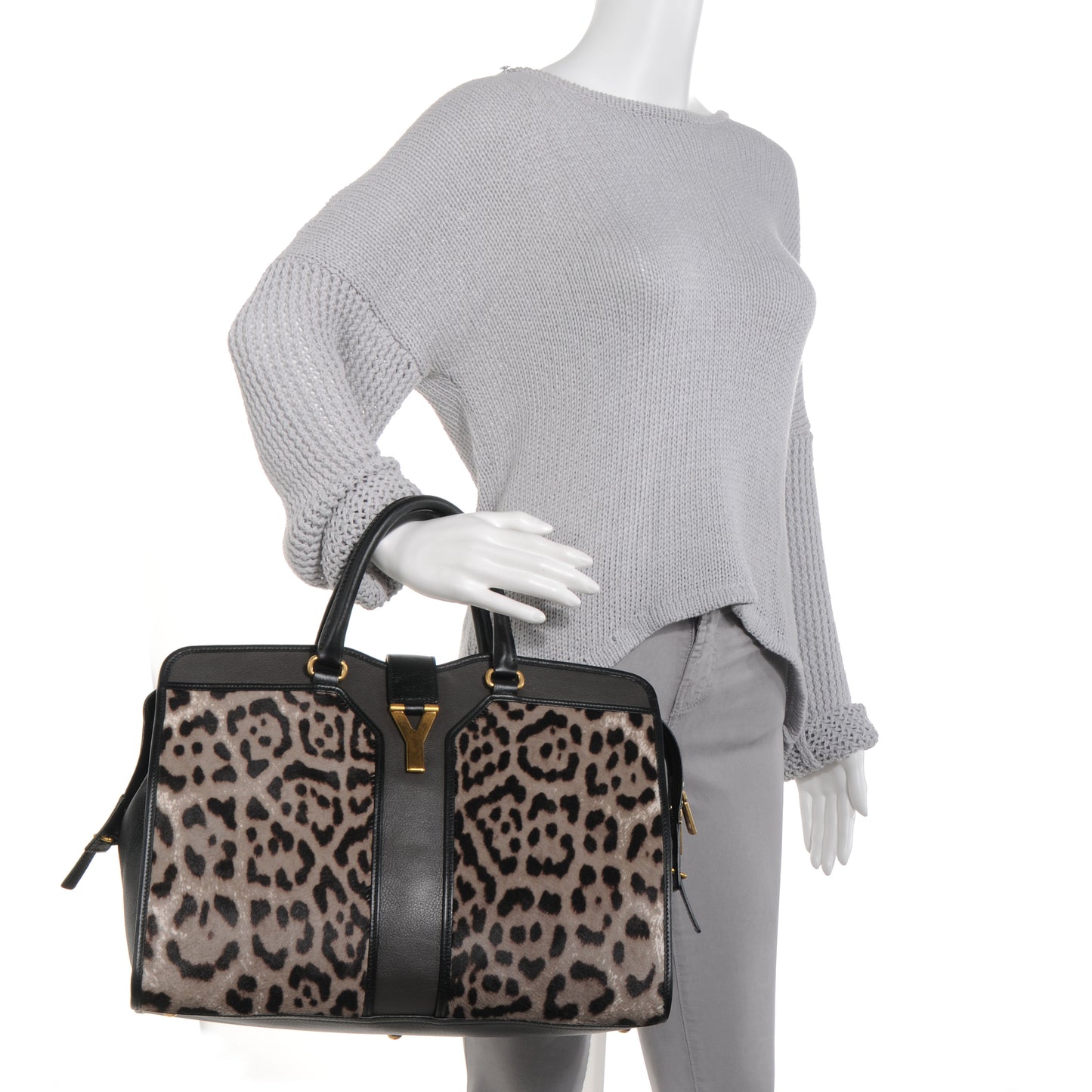 Pony Hair Leopard Print Large Cabas Chyc Black