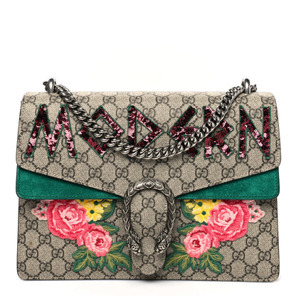 Gucci GG Supreme Monogram Embroidered Medium Dionysus Shoulder Bag Emerald 1 of 10