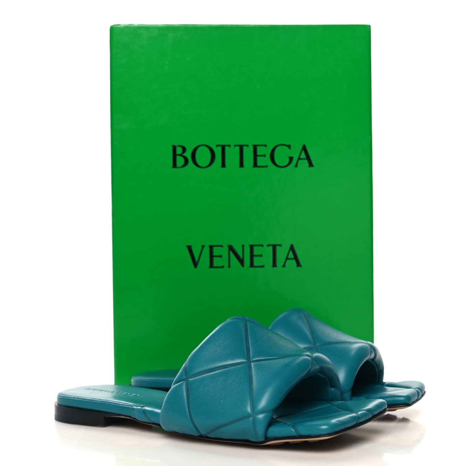 Bottega Veneta Nappa Quilted Rubber Lido Flat Sandals 37.5 Duck Green 10 of 10