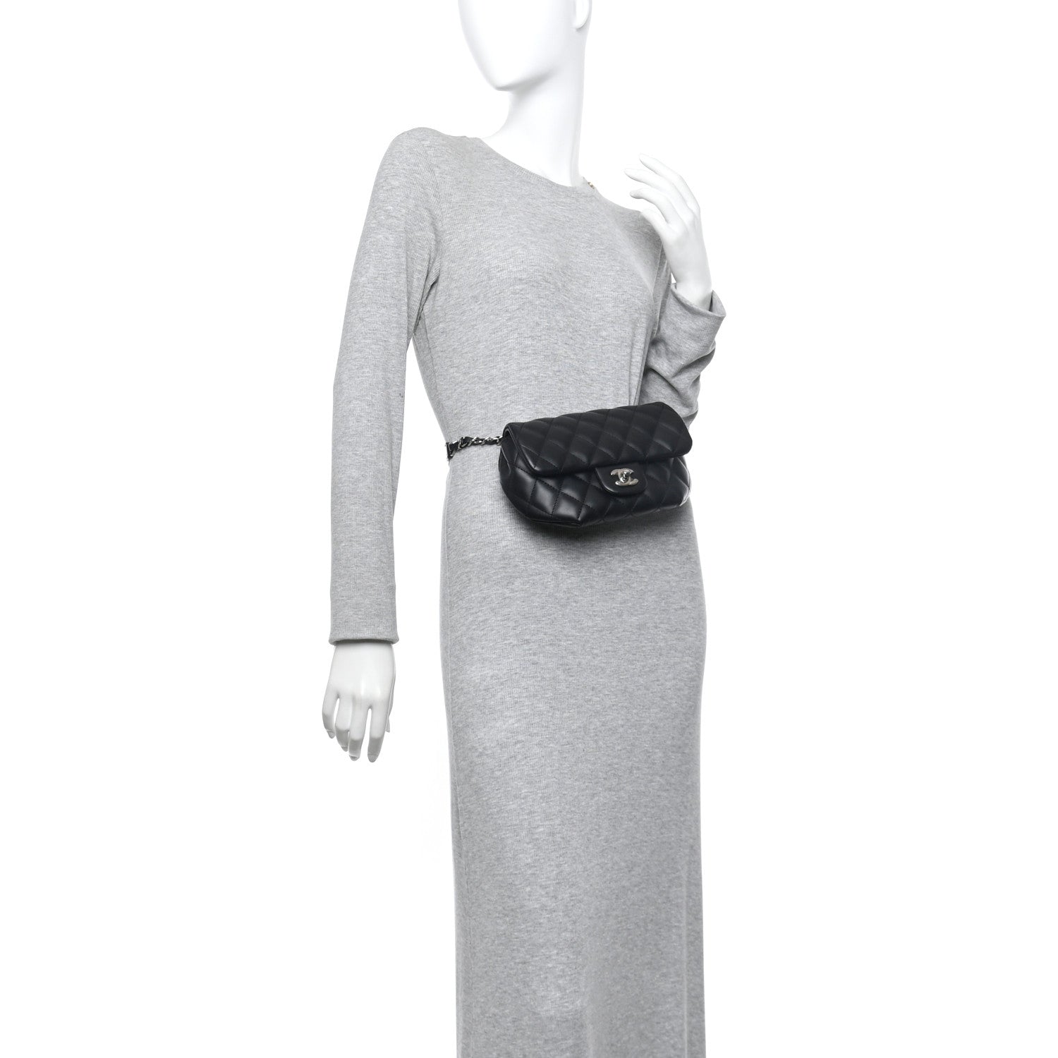 Chanel Calfskin Quilted CC Uniform Flap Belt Bag Black 2 of 10