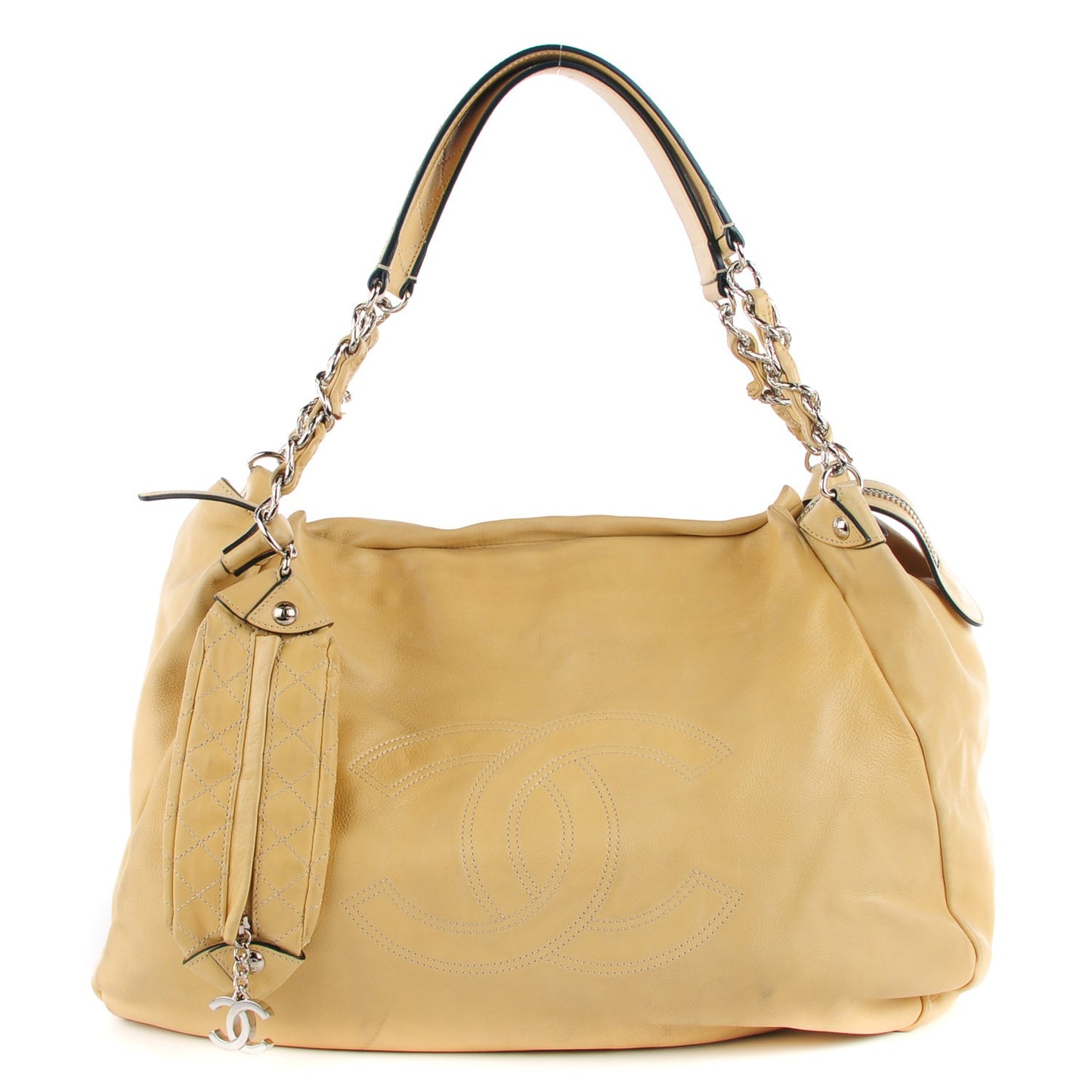 Lambskin Edgy Large Hobo Beige