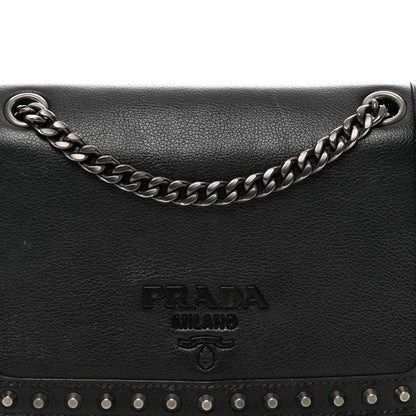Prada Glace Calfskin Studded Crossbody Black 5 of 10