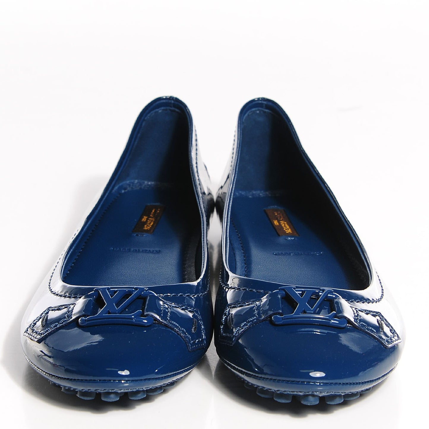 Patent Calfskin Oxford Ballerina Flats 38.5 Blue