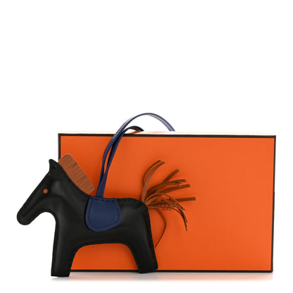 Hermes Milo Lambskin Grigri Rodeo Horse Bag Charm MM Black Blue Saphir Gold 4 of 4