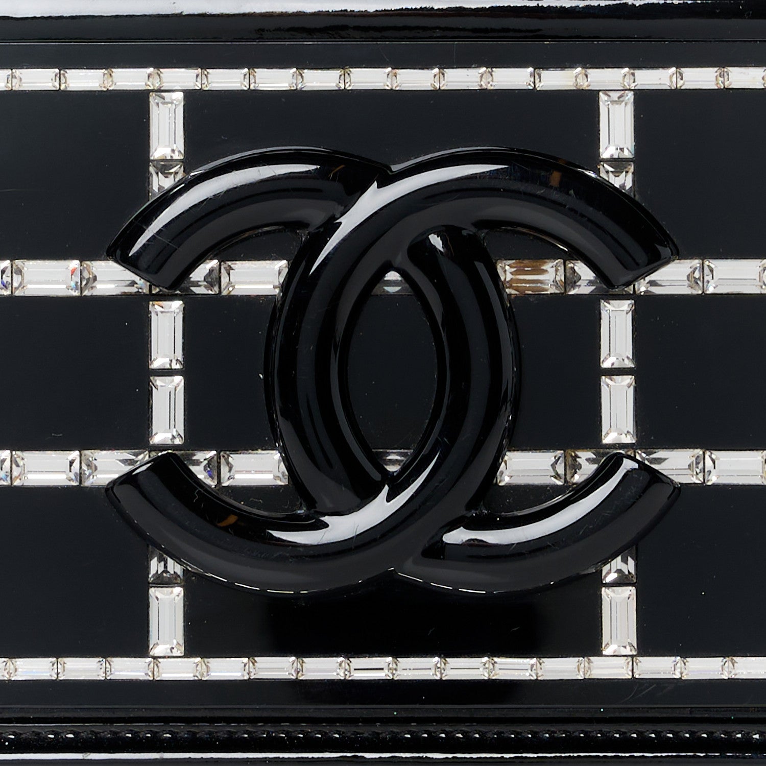 Chanel Plexiglass Patent Crystal Lego Brick Flap Black 9 of 11