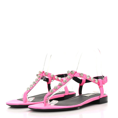 Balenciaga Agneau Arena Giant 12 Silver Hardware Flat Thong Sandals 37 Rose Fluo 3 of 8