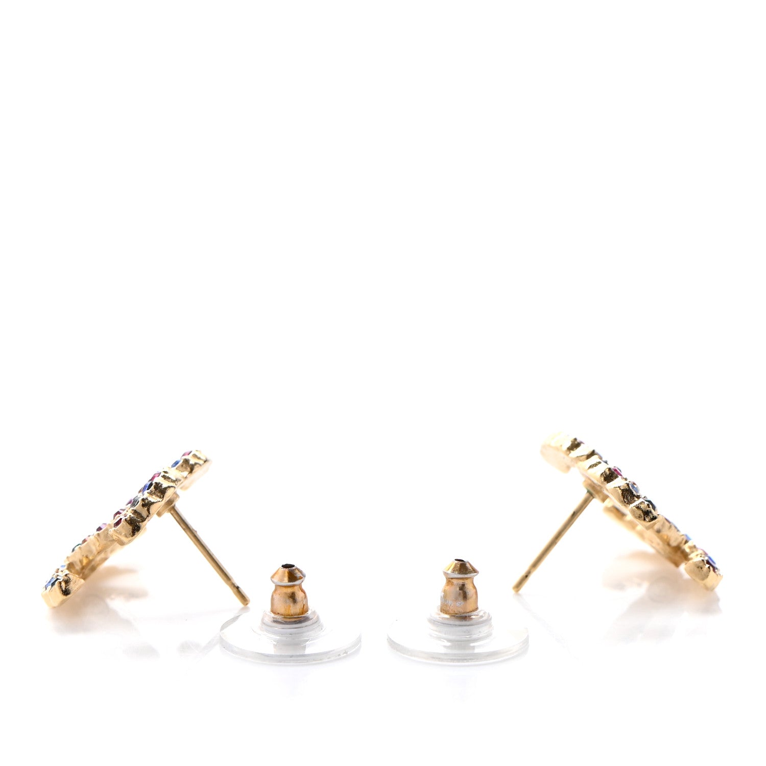 Chanel Crystal Over The Rainbow CC Earrings Gold Multicolor 3 of 5