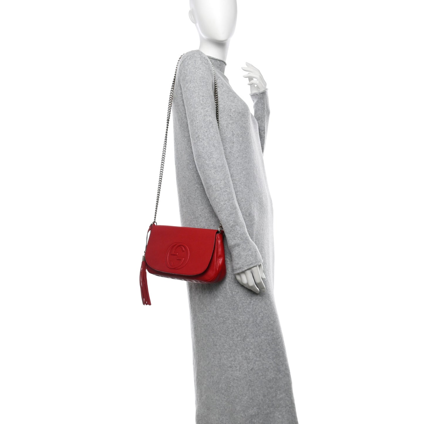 Pebbled Calfskin Medium Soho Flap Crossbody Vibrant Red