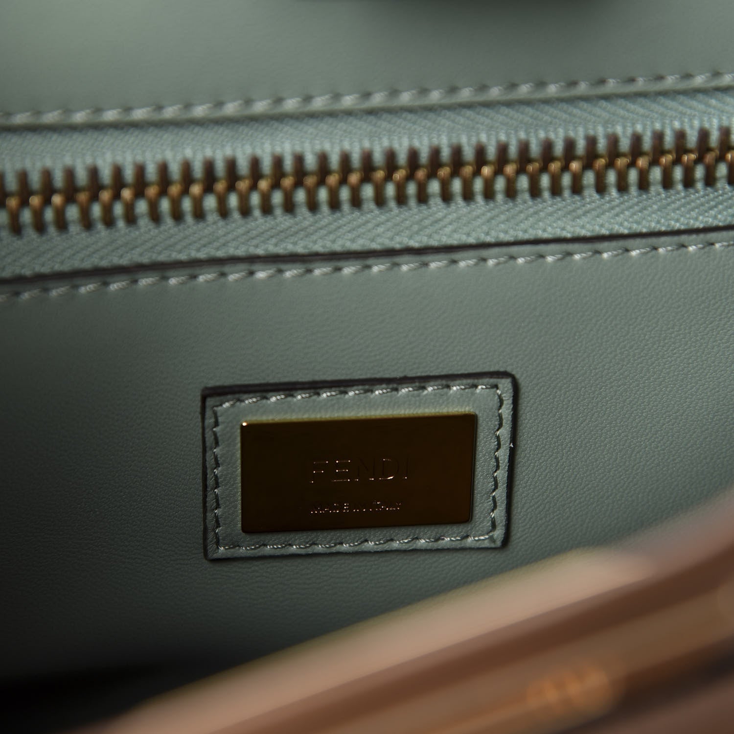 Fendi Vitello Seta Shiny Nappa Ayers Medium Peekaboo Iconic Satchel Brownie Menta 11 of 12