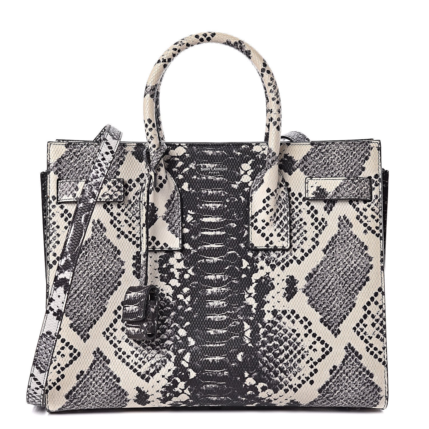 Saint Laurent Python Calfskin Embossed Small Sac De Jour Black 1 of 9
