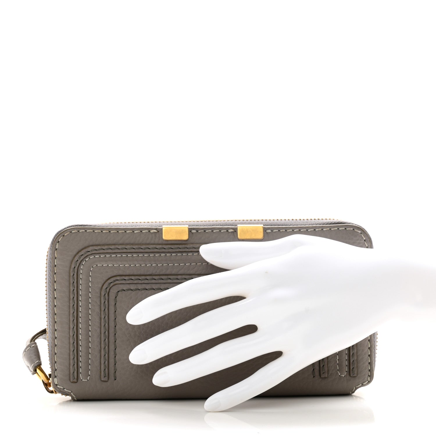 Chloe Calfskin Marcie Long Zip Around Wallet Cashmere Grey 2 of 9
