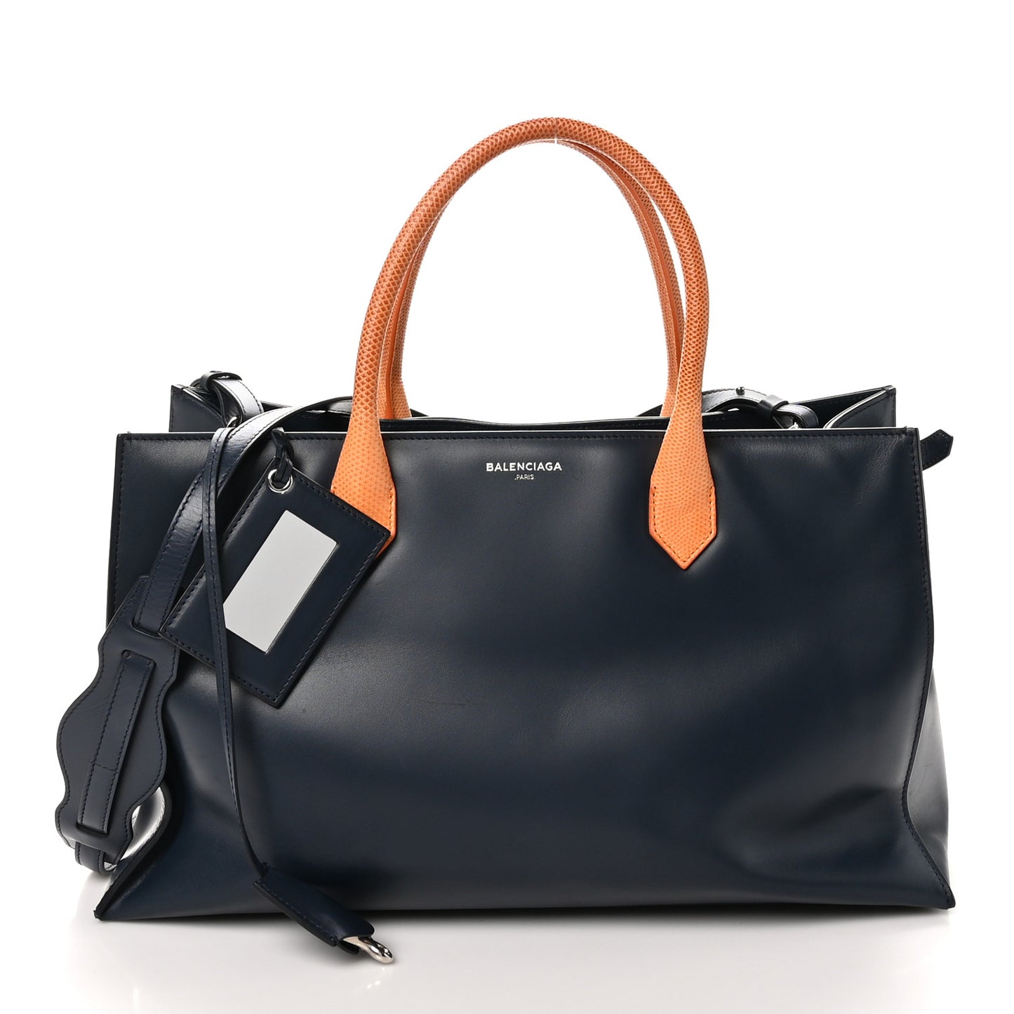 Calfskin Karung Padlock Nude Work S Top Handle Black Encre Orange Tang