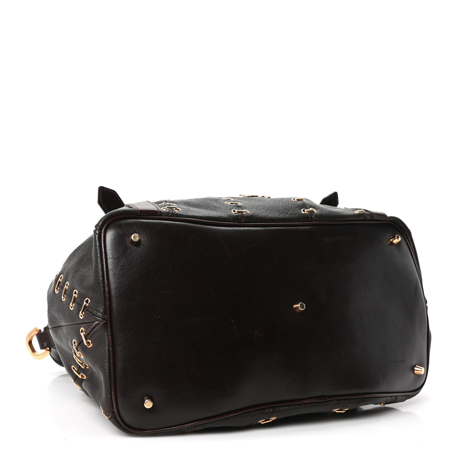 Burberry Calfskin Metal Stitch Lowry Chocolate Brown 4 of 11