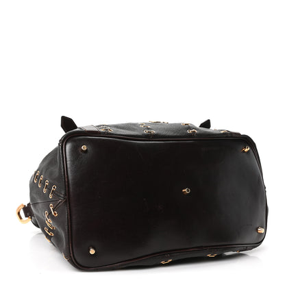 Burberry Calfskin Metal Stitch Lowry Chocolate Brown 4 of 11