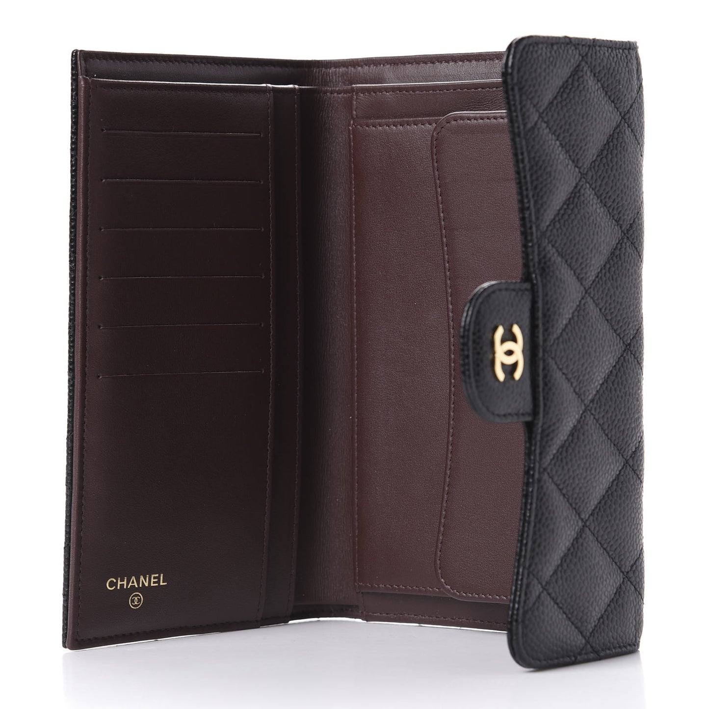Caviar Quilted Large Flap Wallet Black