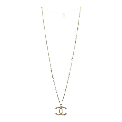 Chanel Crystal CC Pendant Necklace Gold 3 of 5