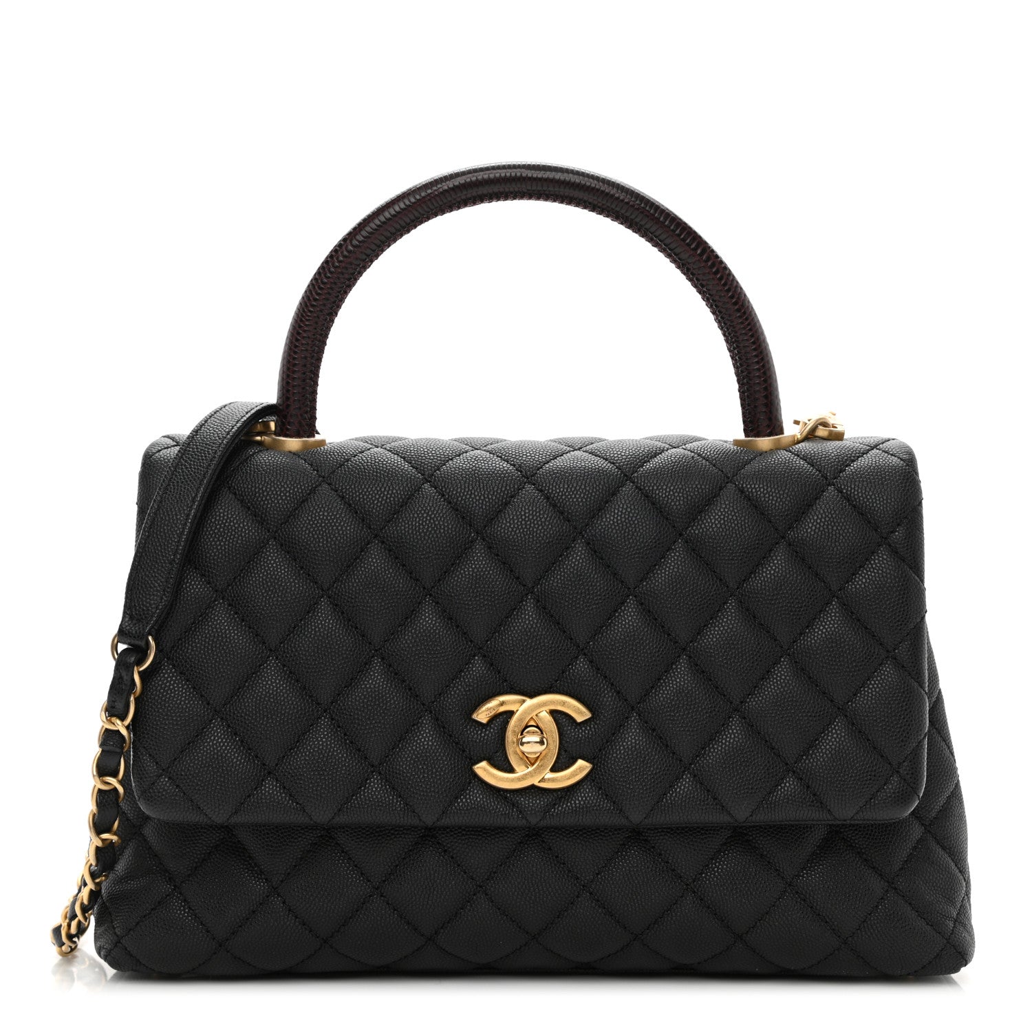 Chanel Caviar Lizard Embossed Quilted Small Coco Handle Flap Black 1 of 11