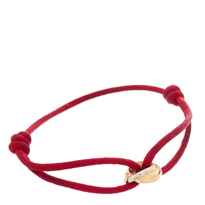 Cartier 18K Pink Yellow White Gold Trinity Cord Bracelet Red 1 of 6