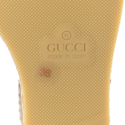 Gucci Lame GG Monogram Ankle Wrap Platform Espadrille Wedges 36 Silver Beige Light Grey 6 of 8