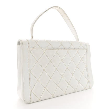 Chanel Calfskin Quilted Wild Stitch Large Flap White 3 of 17