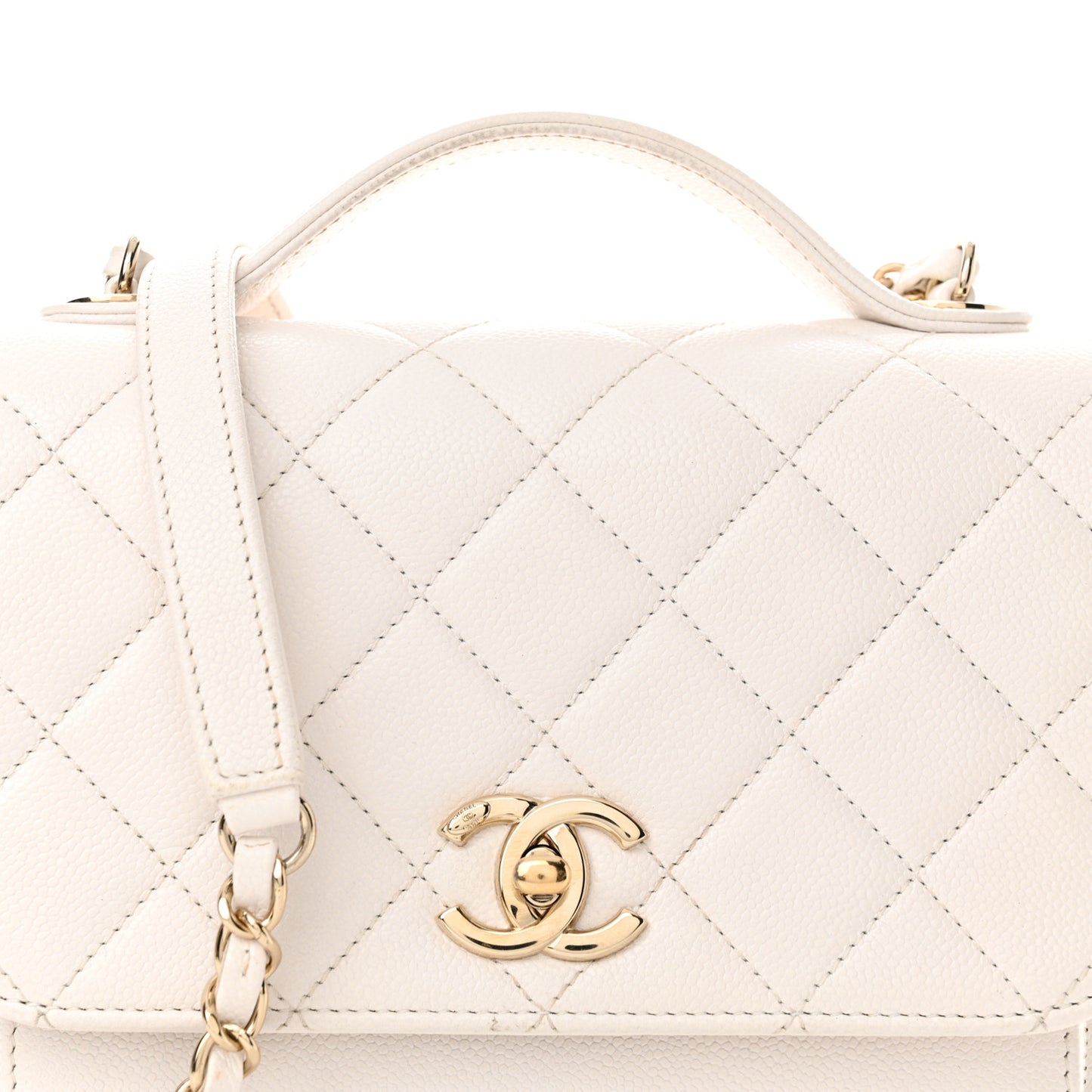 Caviar Quilted Medium Business Affinity Flap White