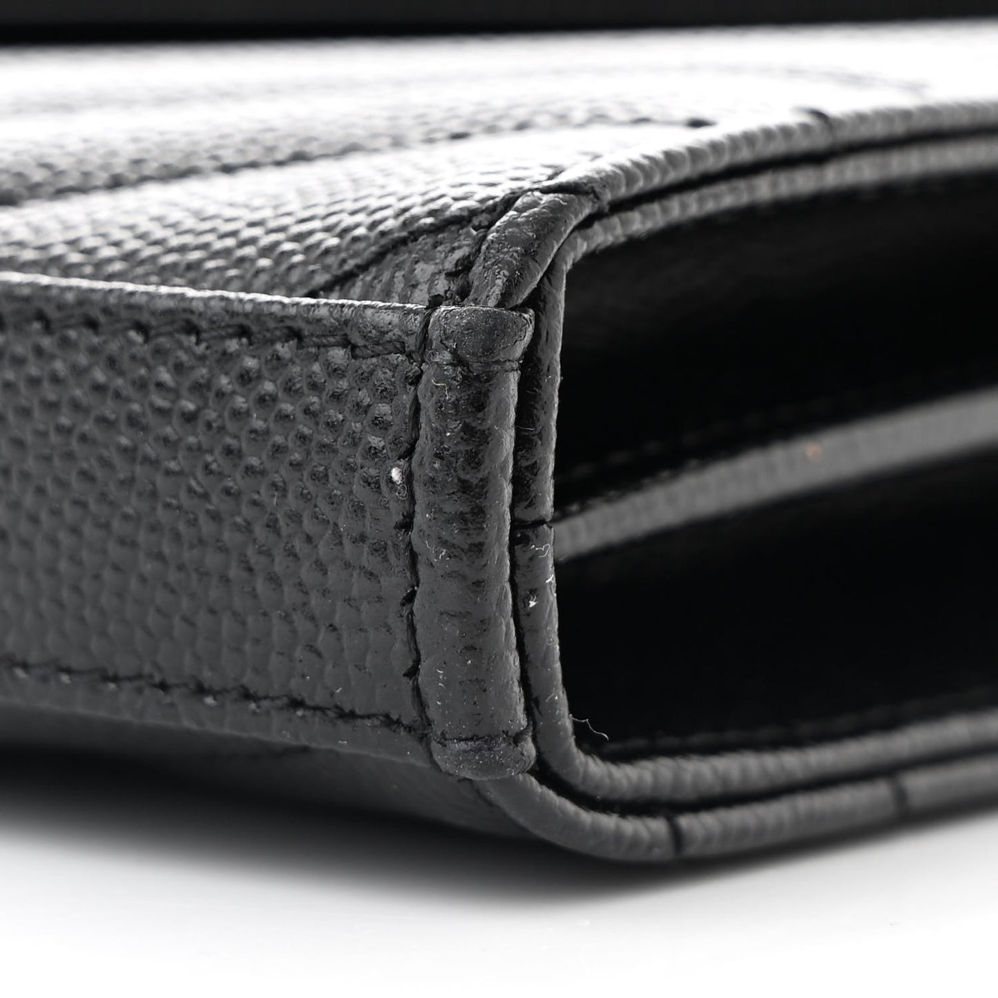 Grain De Poudre Matelasse Chevron Monogram Monochrome Chain Wallet Black