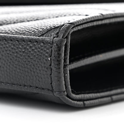 Saint Laurent Grain De Poudre Matelasse Chevron Monogram Monochrome Chain Wallet Black 11 of 11