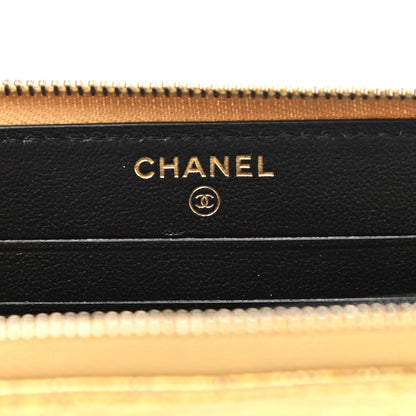 Chanel Metallic Calfskin Crocodile Embossed Small Cocodile Zip Wallet Gold 6 of 8