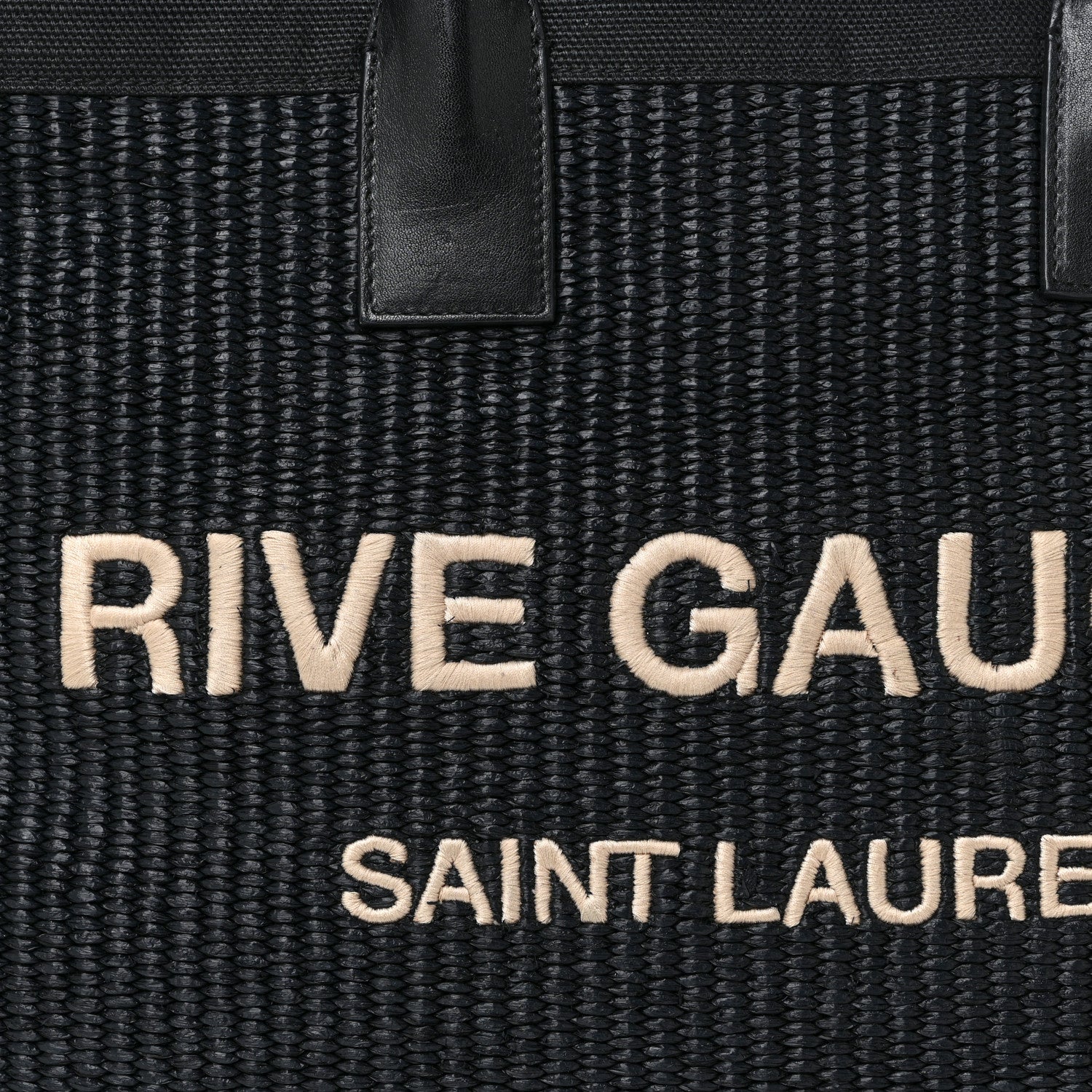 Saint Laurent Raffia Linen Calfskin Rive Gauche Tote Black 7 of 18