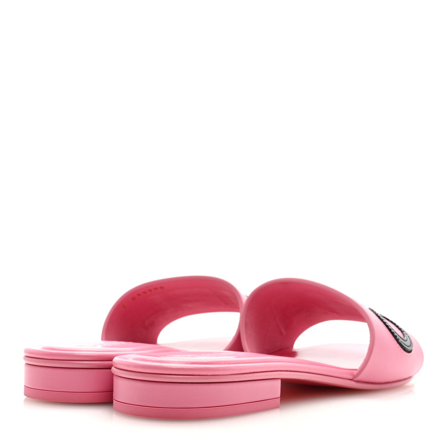 Calfskin Patent Calfskin Logo Mules 38 Pink Black