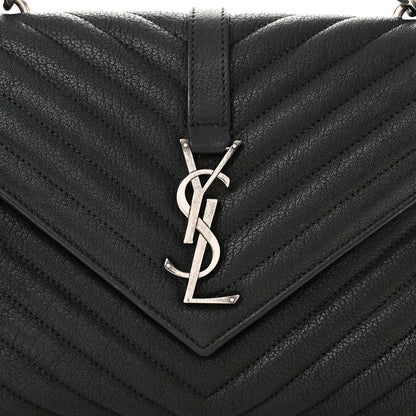 Saint Laurent Sheepskin Matelasse Chevron Monogram Medium College Bag Black 8 of 13