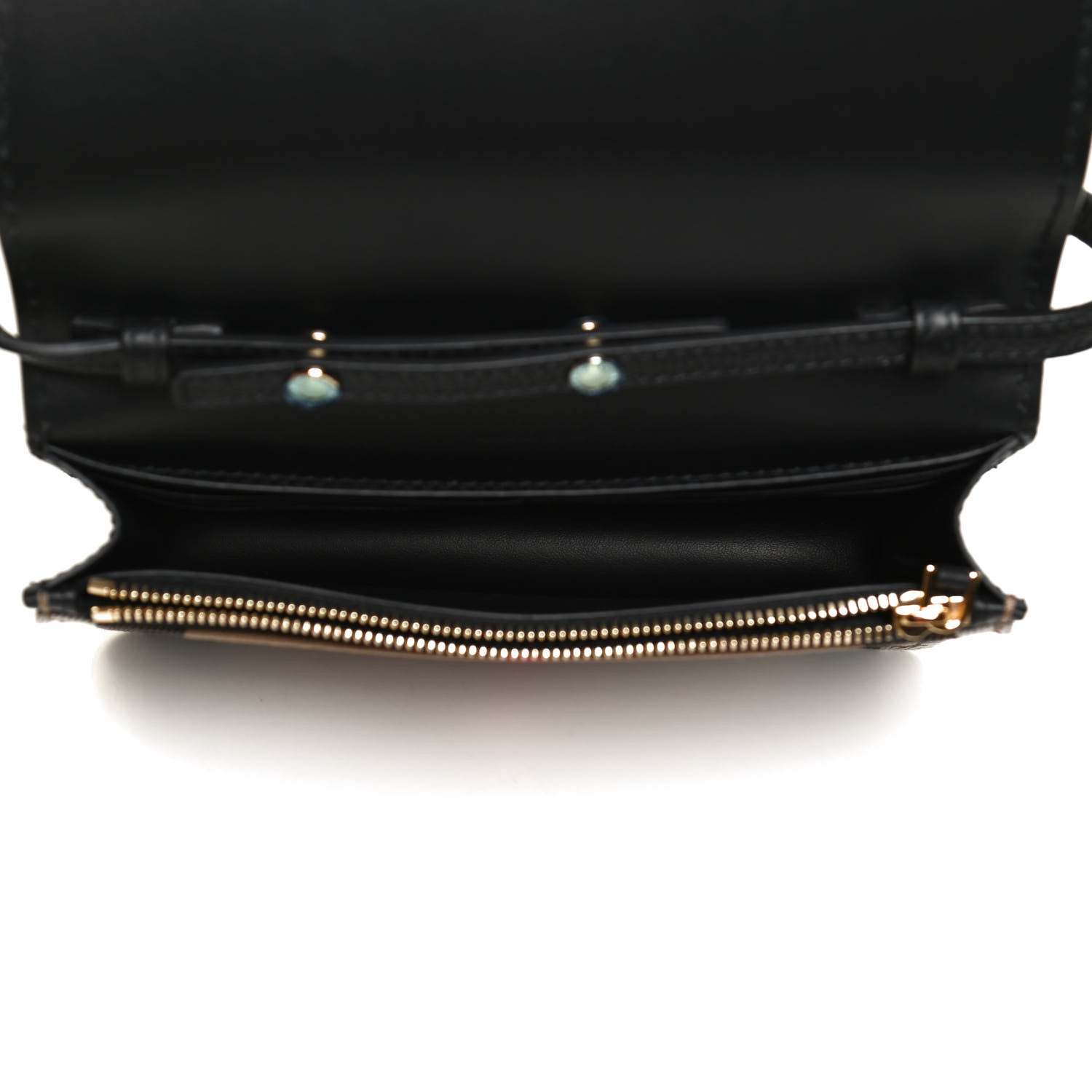 Burberry Grained Calfskin House Check Tartan Mix Hampshire Wallet On Chain Black 5 of 12