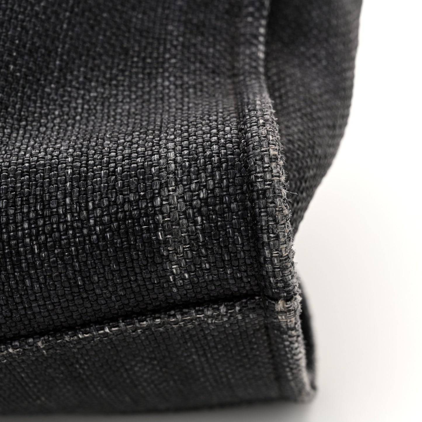 Woven Straw Raffia Large Deauville Tote Black