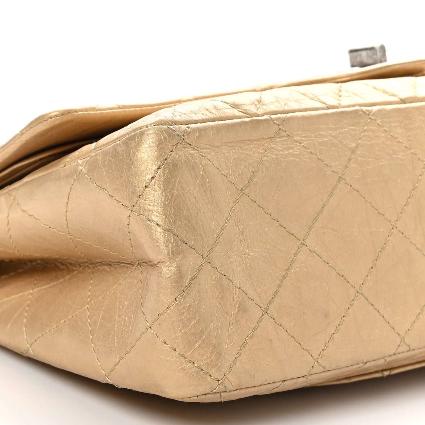Metallic Aged Calfskin Quilted 2.55 Reissue 227 Flap Pale Gold