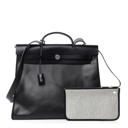 Hermes Toile H Berline Vache Hunter Herbag Zip 39 MM Black Ecru 1 of 10