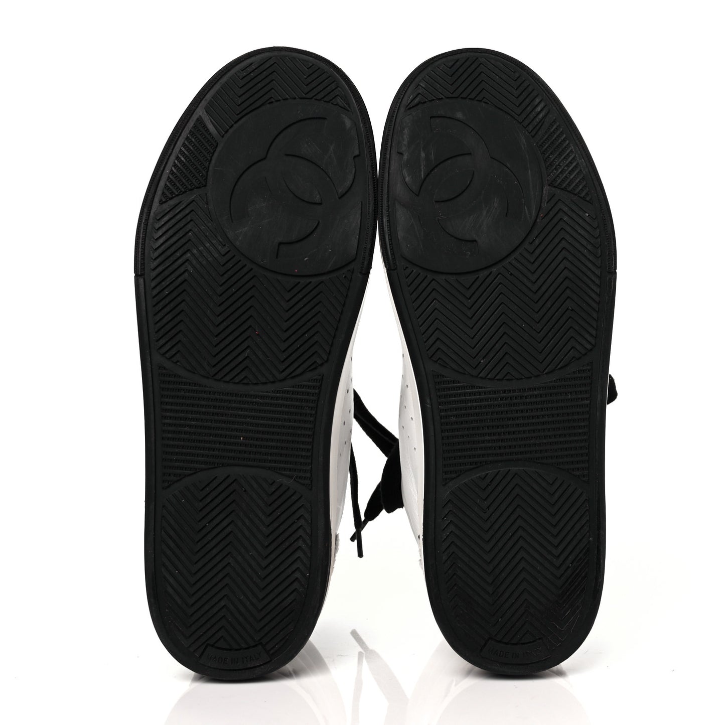 Calfskin Womens Logo High Top Sneakers 39.5 Black White