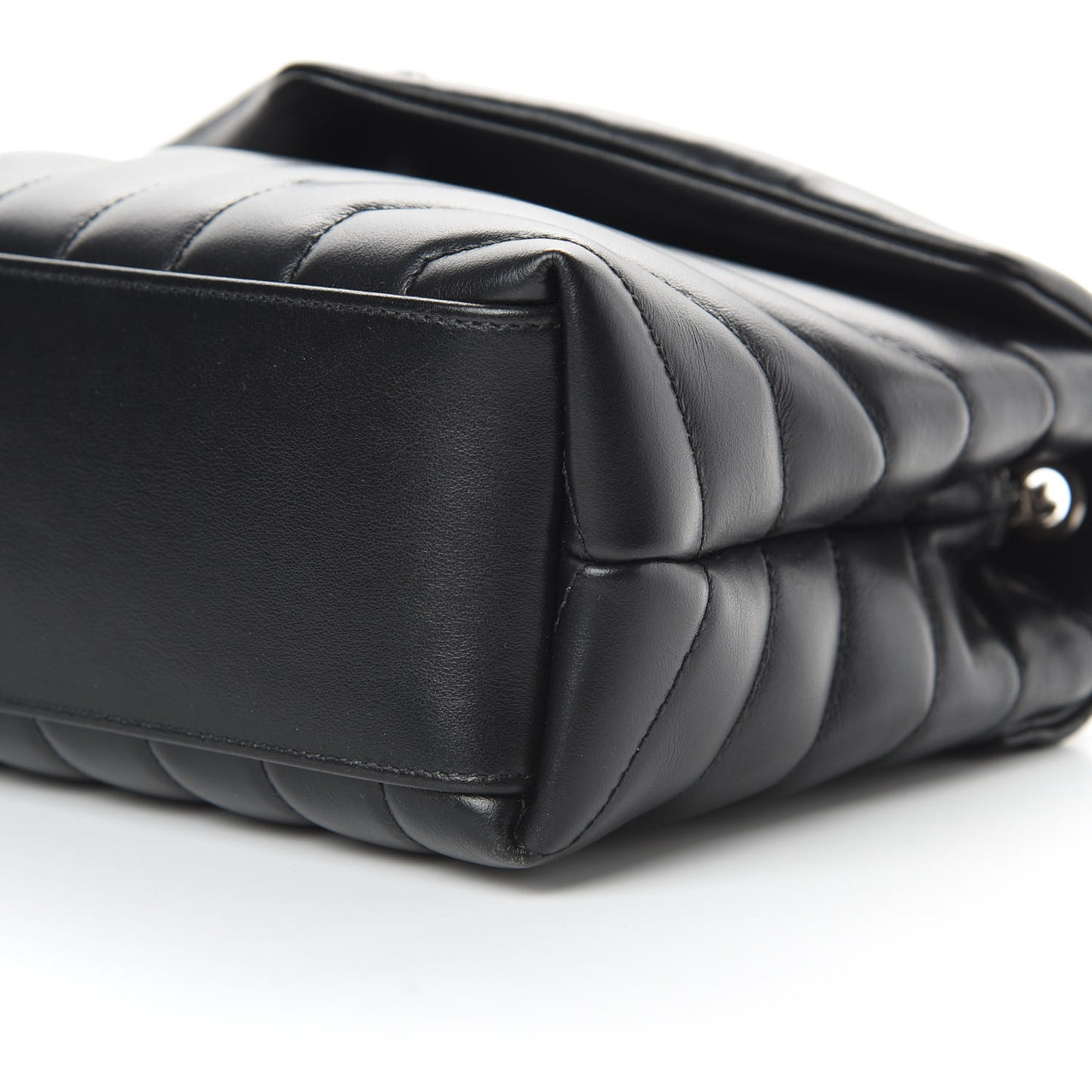 Calfskin Y Quilted Monogram Small Loulou Chain Satchel Black