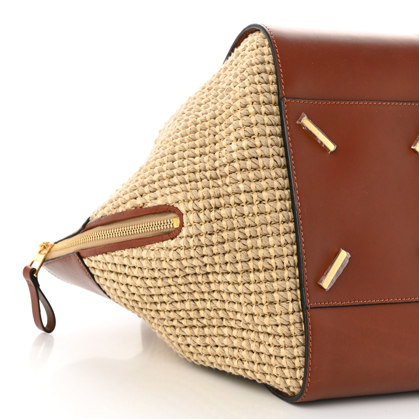 Calfskin Crochet Small Hammock Shoulder Bag Tan Natural