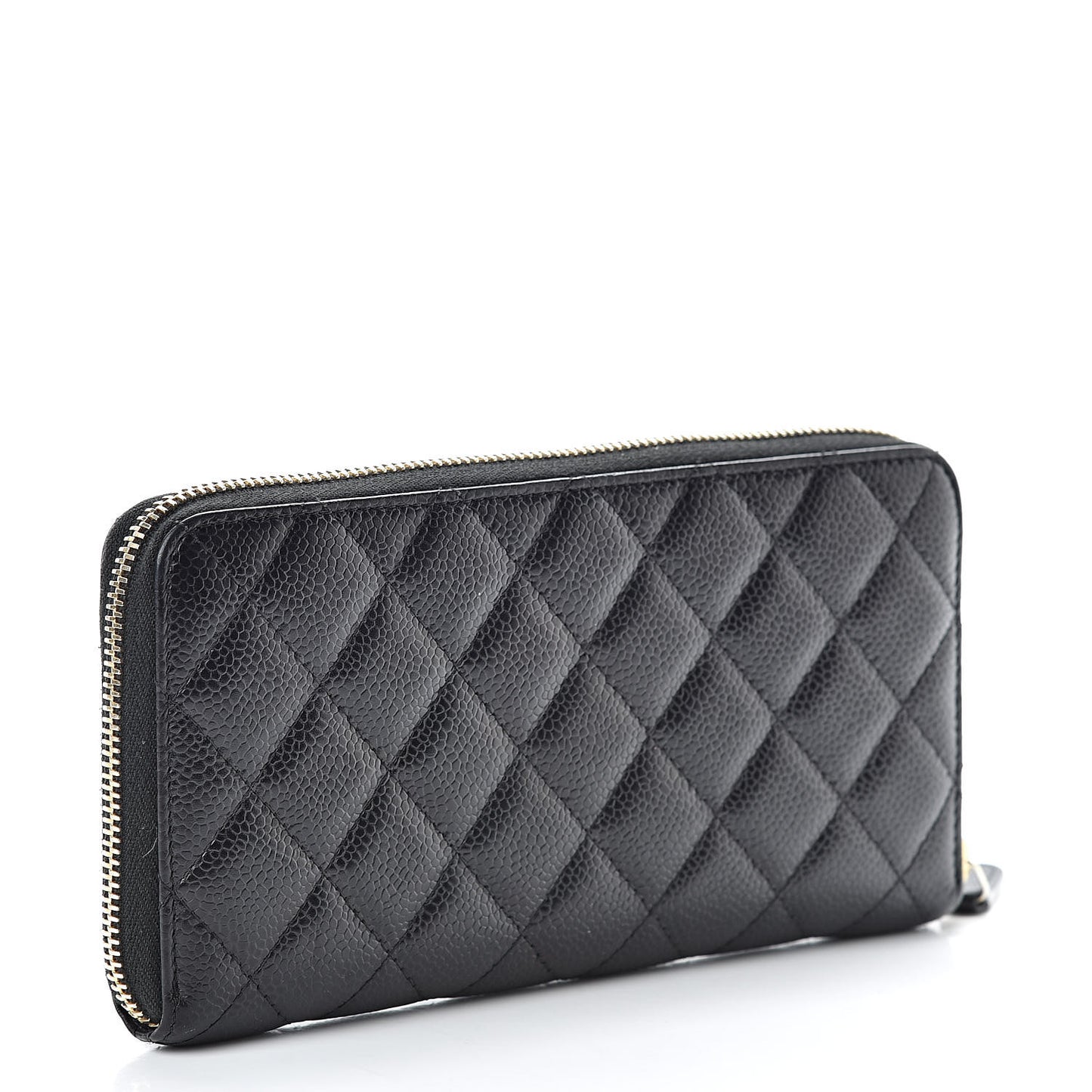 Caviar Quilted Large Gusset Zip Around Wallet Black