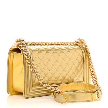 Chanel Metallic Patent Calfskin Quilted Medium Boy Flap Gold 3 of 11