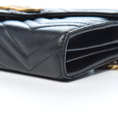 Gucci Calfskin Matelasse GG Marmont Chain Wallet Black 9 of 10