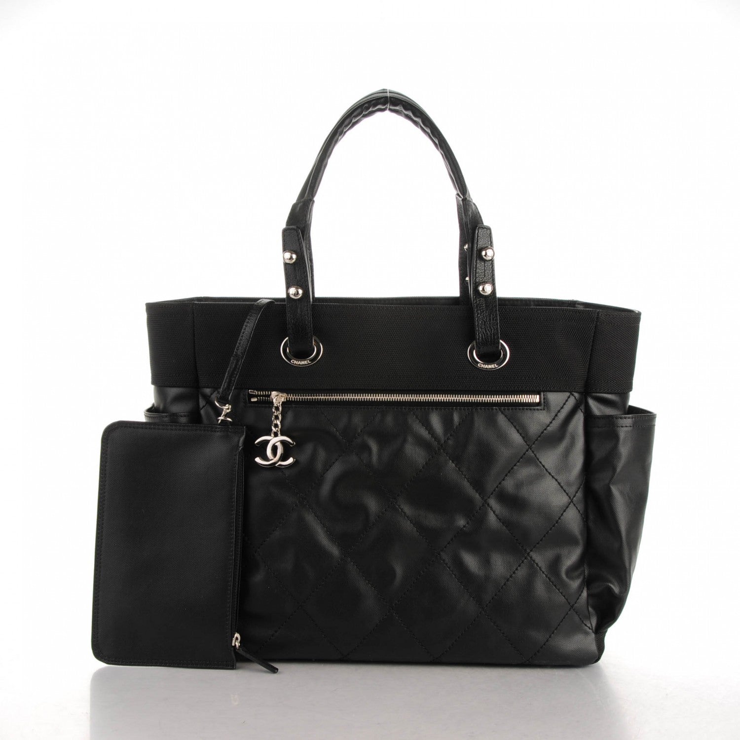 Chanel Coated Canvas Large Paris Biarritz Tote Black 3 of 6