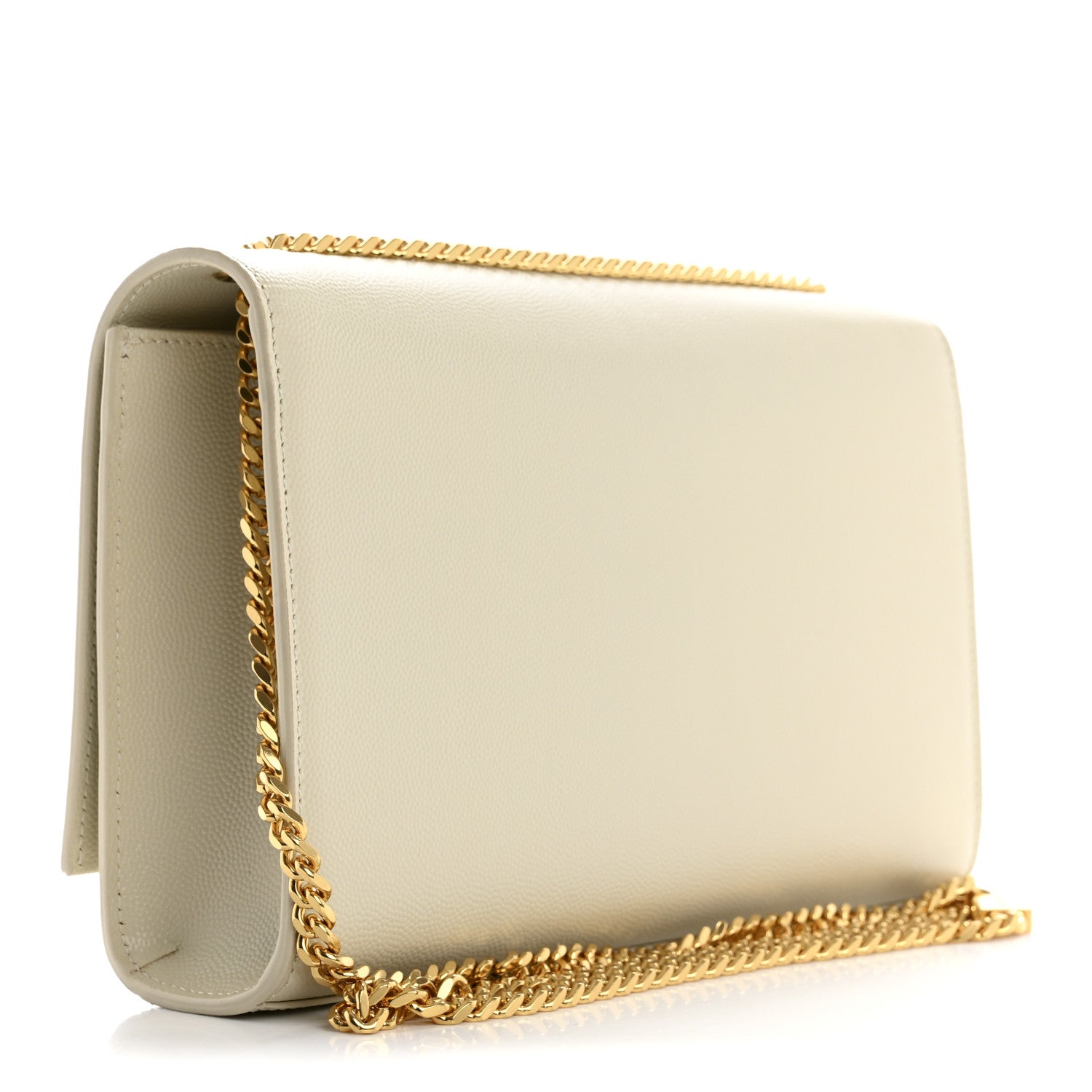 Saint Laurent Grain De Poudre Calfskin Medium Classic Monogram Kate Tassel Satchel Crema Soft 3 of 12