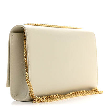Saint Laurent Grain De Poudre Calfskin Medium Classic Monogram Kate Tassel Satchel Crema Soft 3 of 12