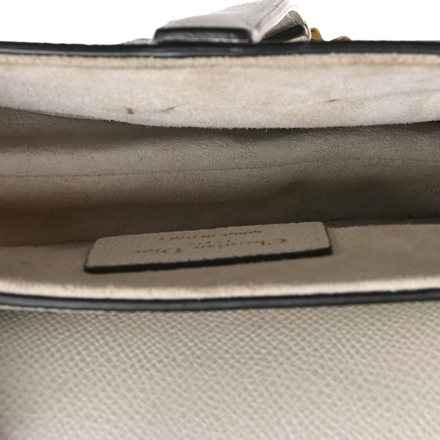 Grained Calfskin Mini Saddle Bag White