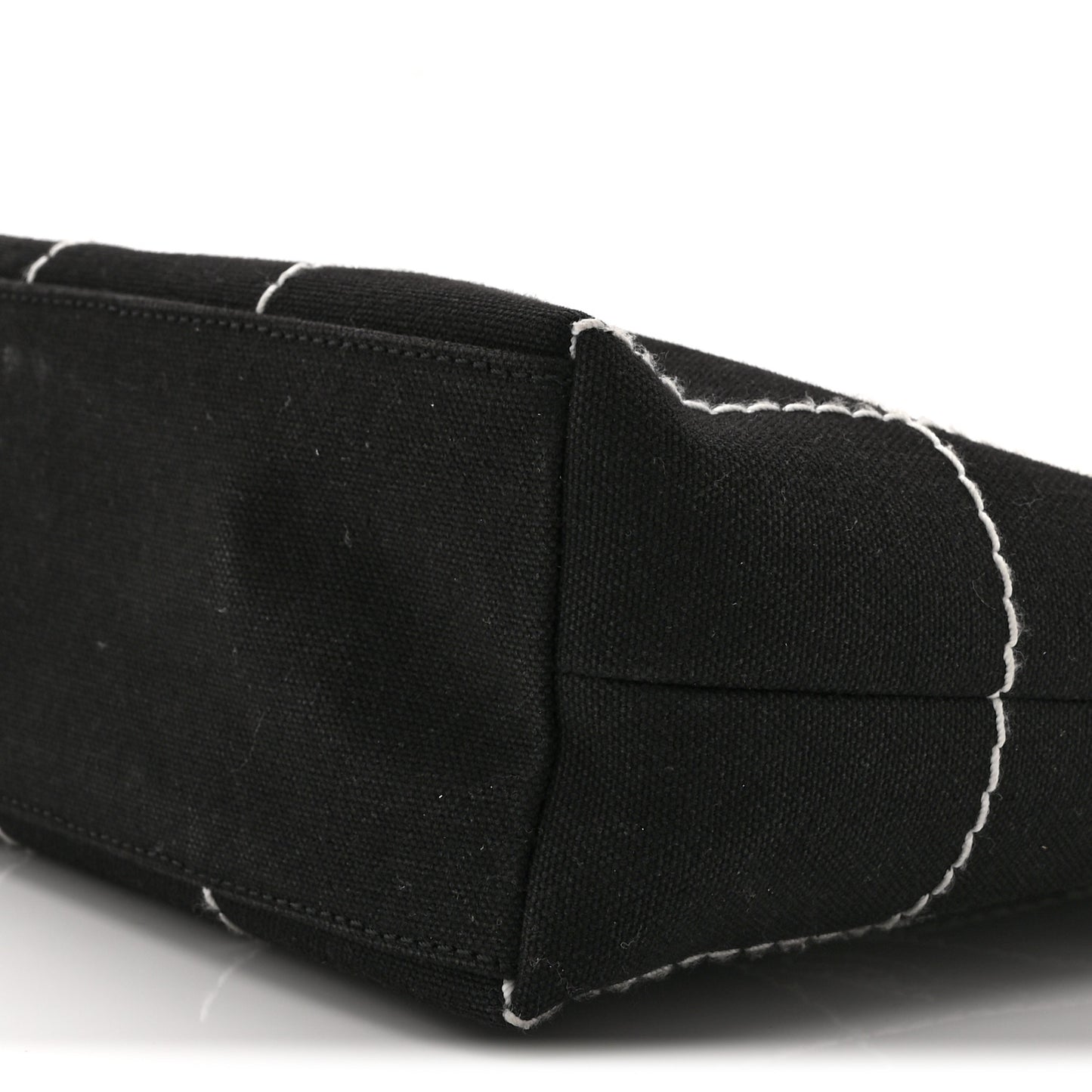 Canvas Square Stitched CC Small Tote Bag Black